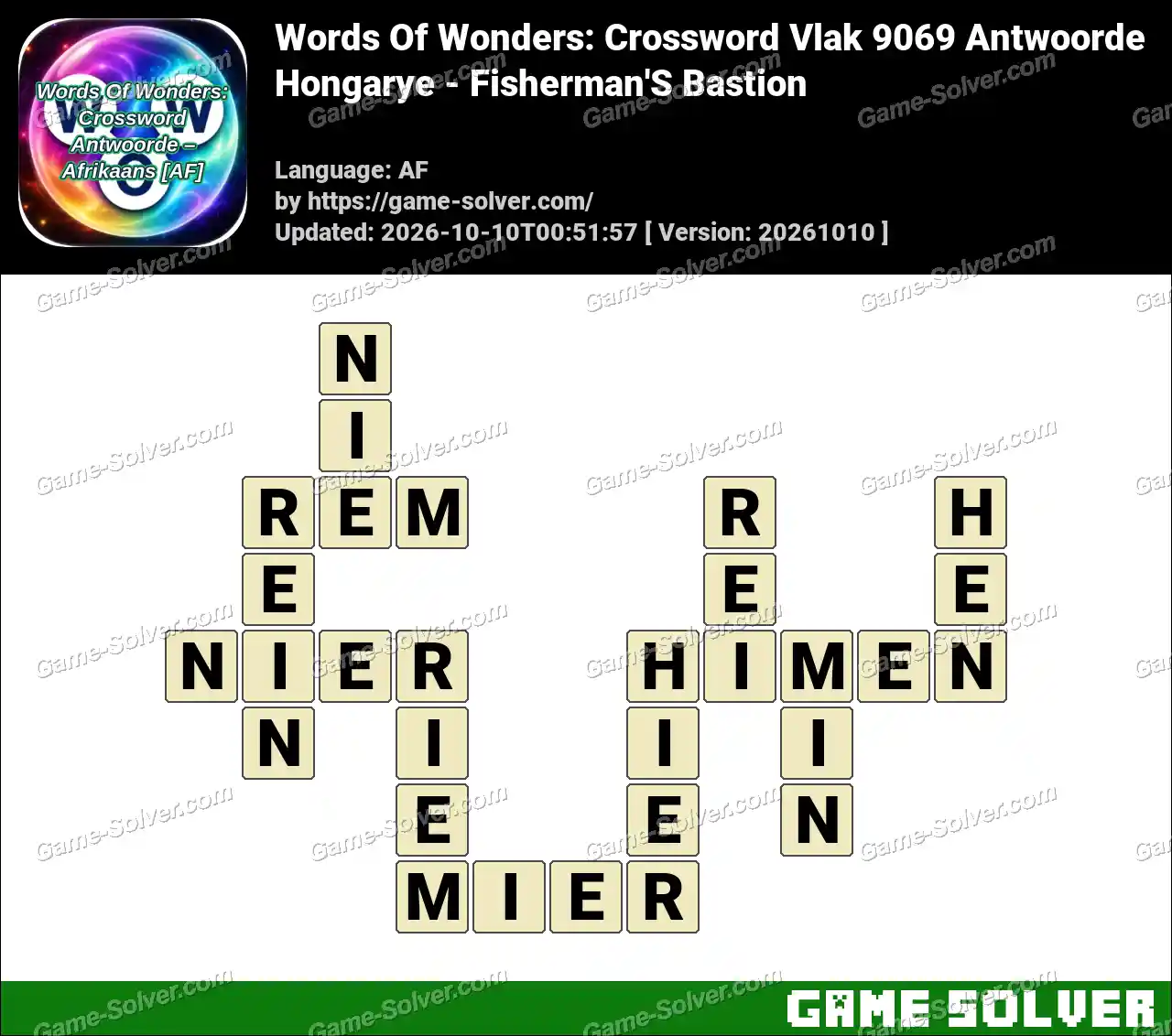 Words Of Wonders: Crossword Vlak 9069 Antwoorde – Hongarye – Fisherman’S Bastion